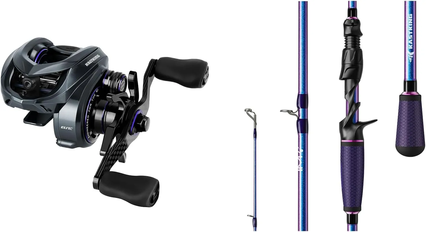 KastKing Mg12 Elite Baitcasting Fishing Reel, Only 4.8 oz, Magnesium Frame, Left Handed, KastKing Royale Legend Pro Technique Bass Fishing Rods, KastFlex IM7 Graphite Blanks