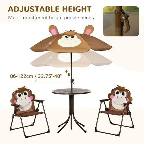 Kids Foldable Four-Piece Garden Set - Fun Monkey Design
