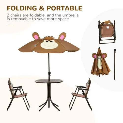 Kids Foldable Four-Piece Garden Set - Fun Monkey Design