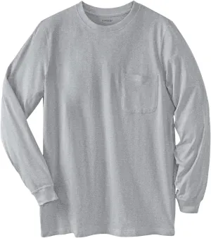 KingSize Men's Big & Tall Shrink-Less Lightweight Long-Sleeve Crewneck Pocket T-Shirt