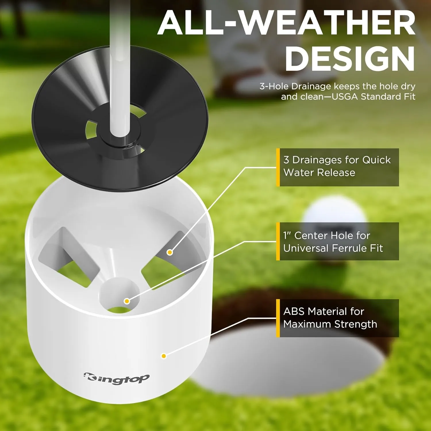 KINGTOP Golf Flagstick Mini, Putting Green Flag for Yard, All 3 Feet, Double-Sided Numbered Golf Flags, Golf Pin Flag Hole Cup Set, Portable 2-Section Design, Gifts Idea