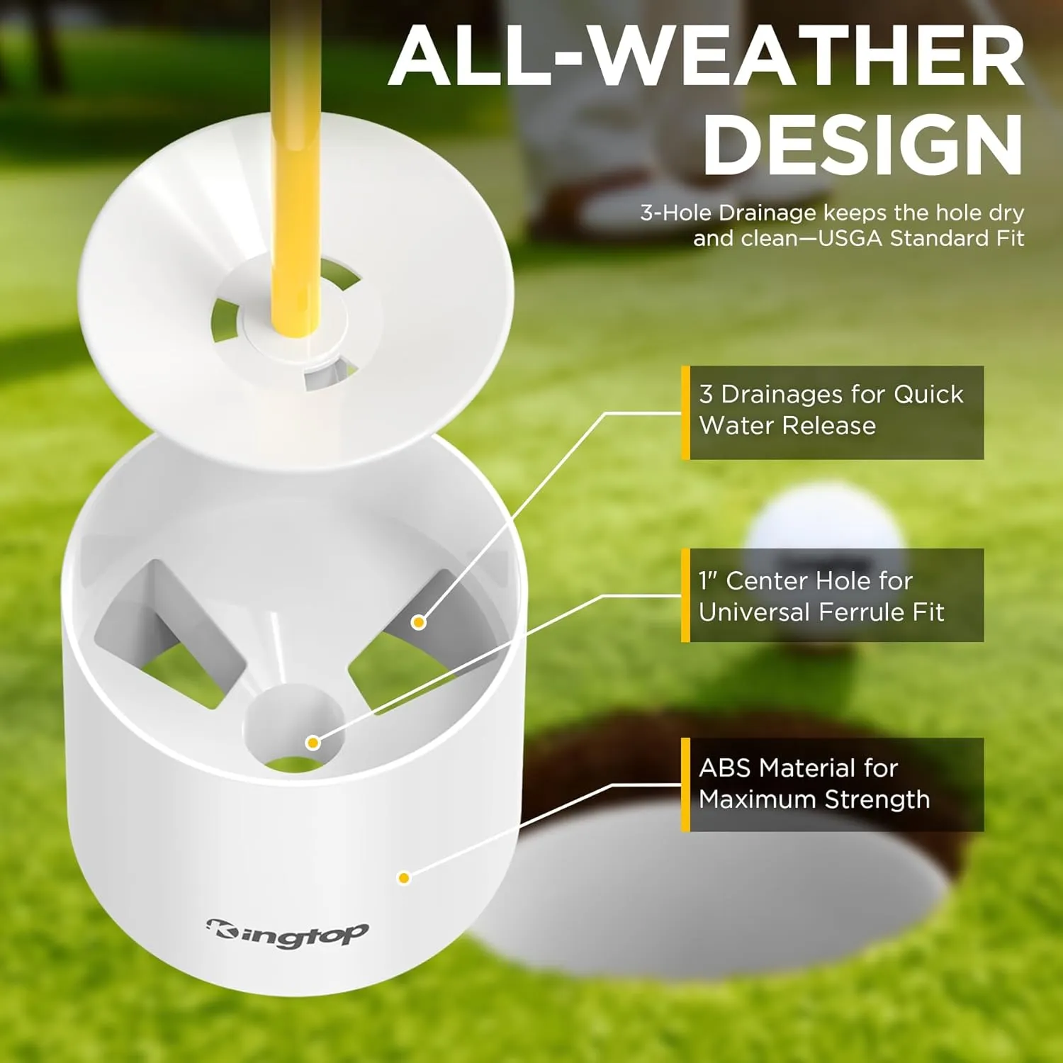 KINGTOP Golf Flagstick Mini, Putting Green Flag for Yard, All 3 Feet, Double-Sided Numbered Golf Flags, Golf Pin Flag Hole Cup Set, Portable 2-Section Design, Gifts Idea