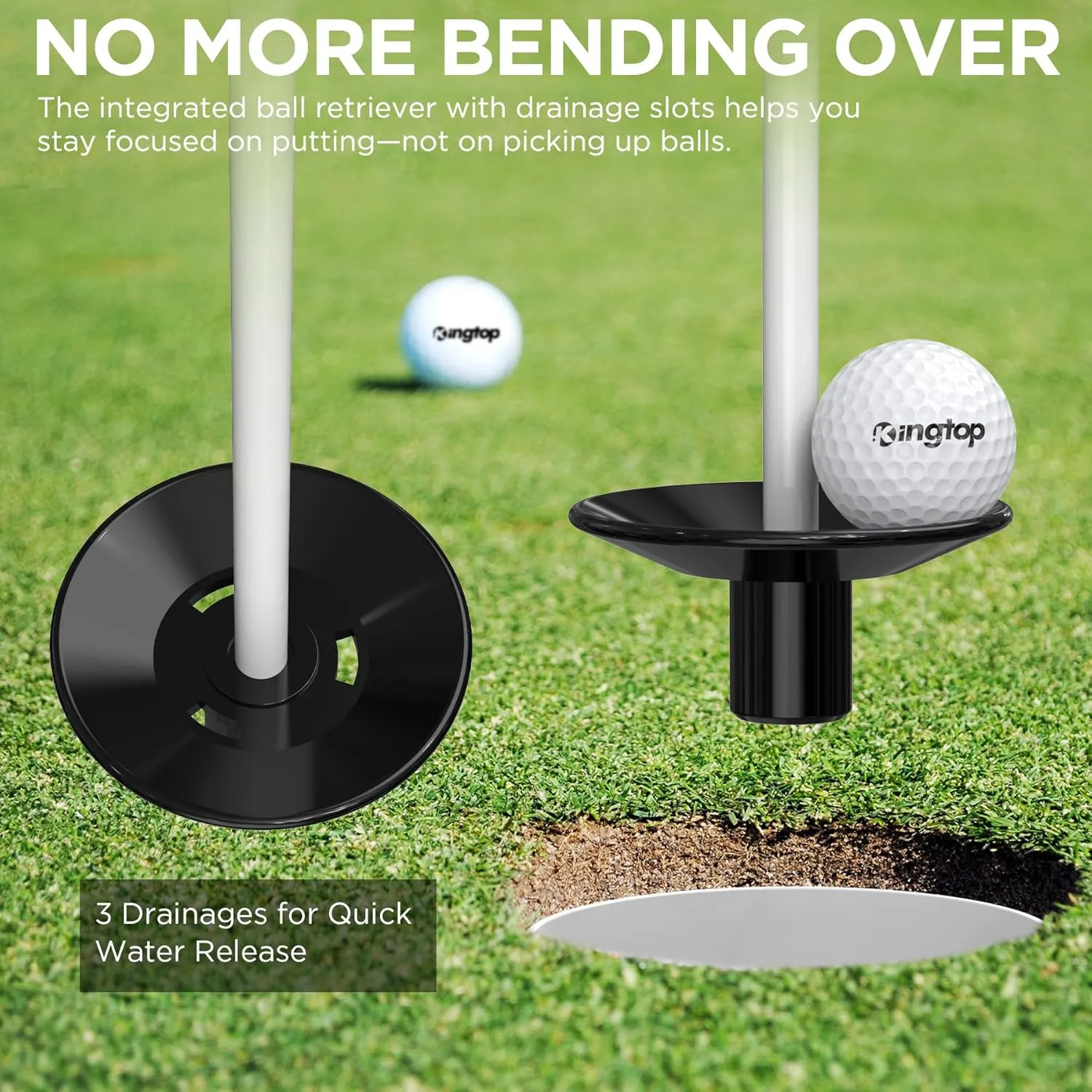 KINGTOP Golf Flagstick - Portable Design, Practice Putting Green Flag Stick for Yard - Golf Pole Pin Flagpole, 3FT or 6FT Heights Available