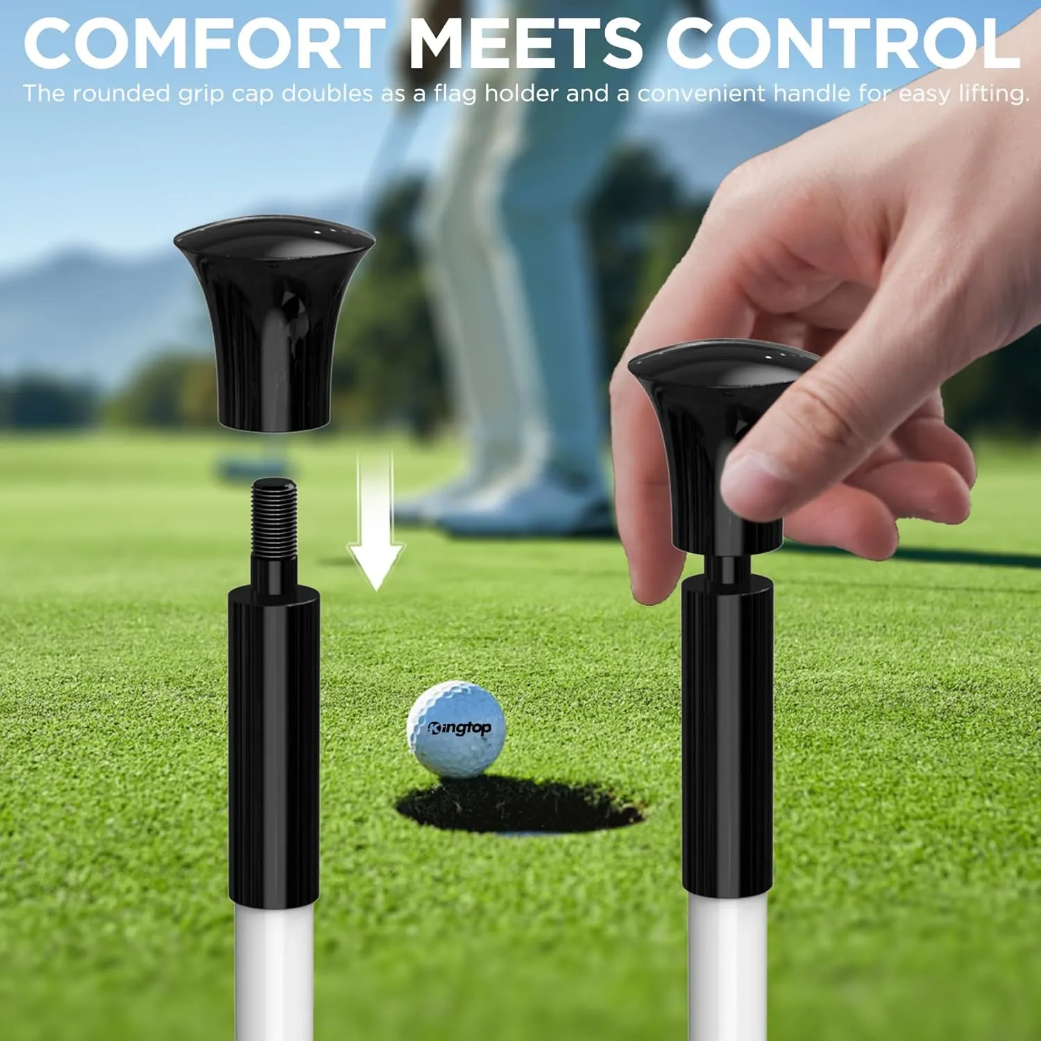 KINGTOP Golf Flagstick - Portable Design, Practice Putting Green Flag Stick for Yard - Golf Pole Pin Flagpole, 3FT or 6FT Heights Available