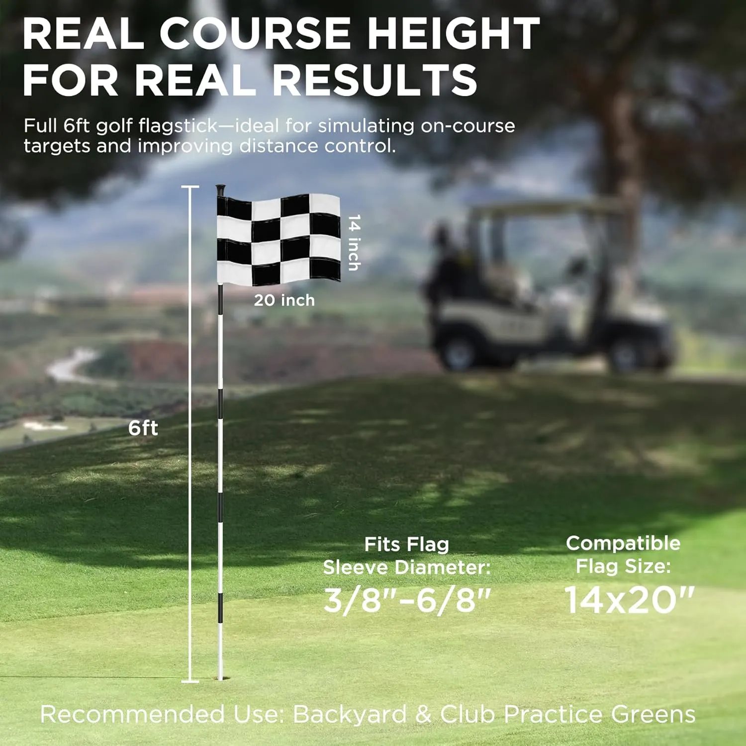 KINGTOP Golf Flagstick - Portable Design, Practice Putting Green Flag Stick for Yard - Golf Pole Pin Flagpole, 3FT or 6FT Heights Available