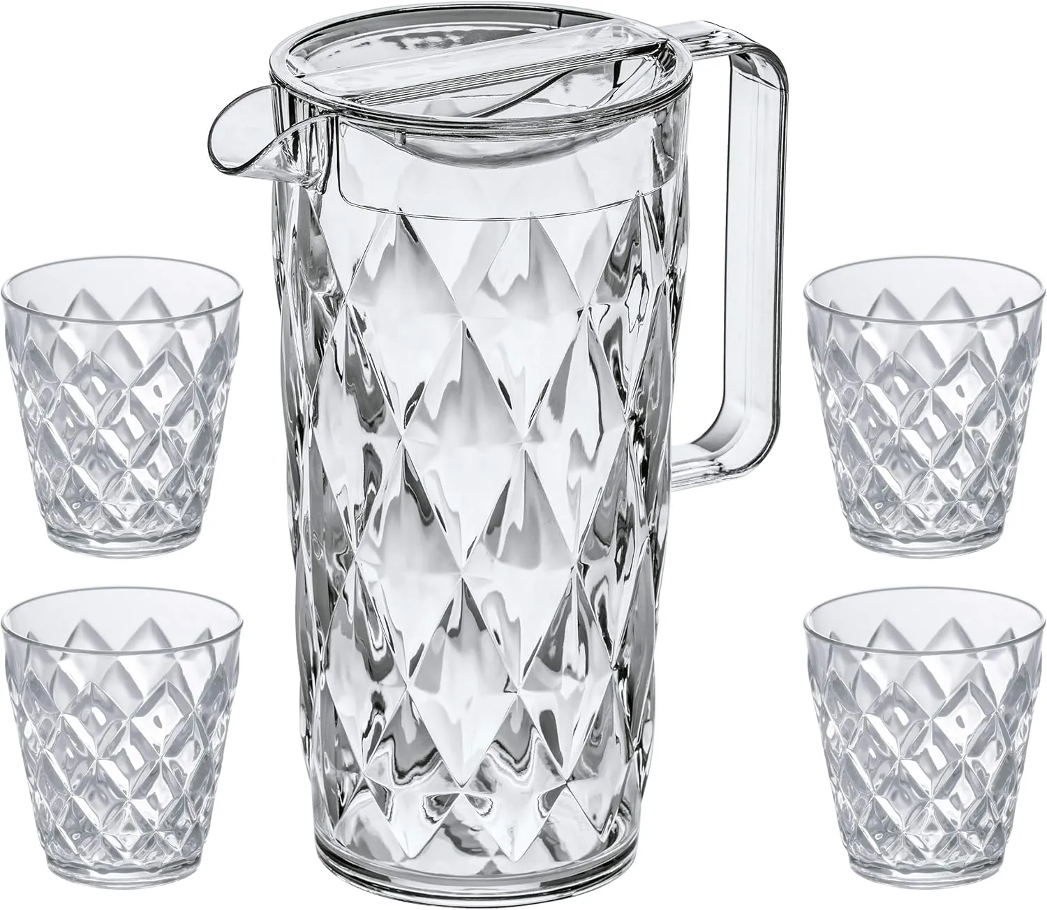 Koziol 4007535 Pitcher, jug, Carafe, Water, Juice Glass, Beaker, Weddings, Party, Lounge, Pool, spa, Hotel, Restaurant, Catering, café, Plastic, Crystal Clear