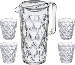 Koziol 4007535 Pitcher, jug, Carafe, Water, Juice Glass, Beaker, Weddings, Party, Lounge, Pool, spa, Hotel, Restaurant, Catering, café, Plastic, Crystal Clear