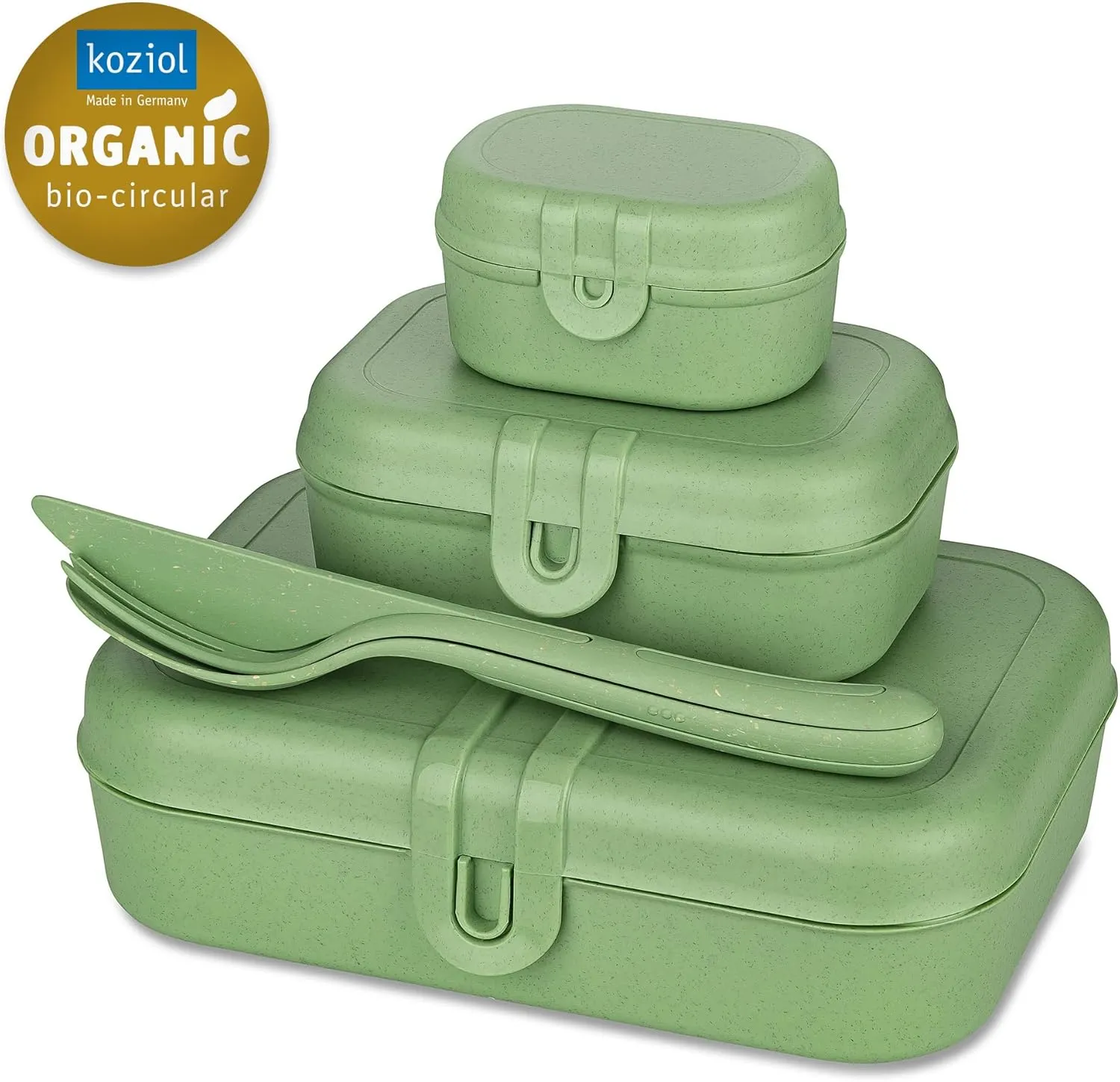 Koziol Pascal Ready Lunch Box Set   Cutlery Set Nature Leaf Green