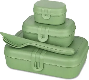 Koziol Pascal Ready Lunch Box Set   Cutlery Set Nature Leaf Green