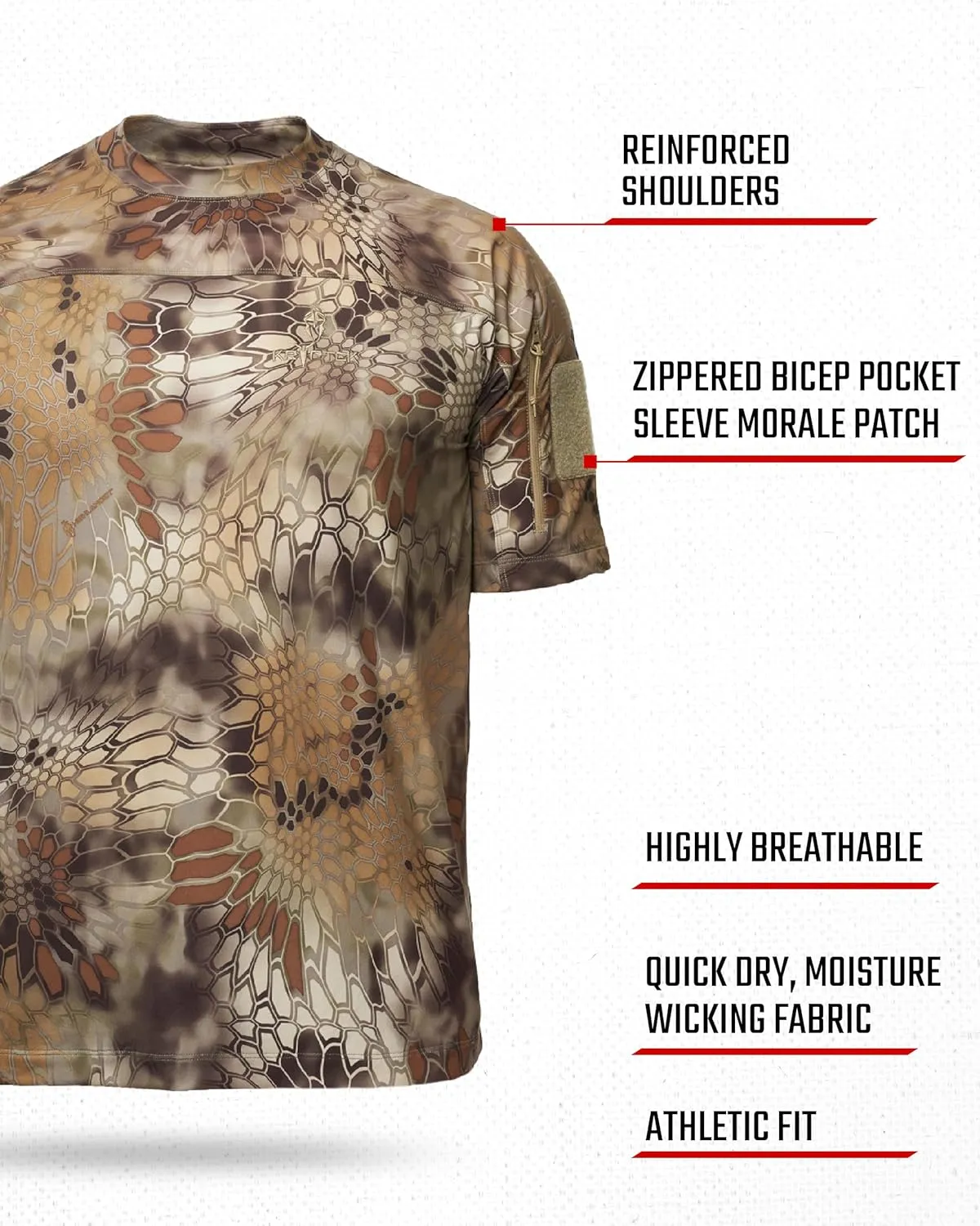 Kryptek Men’s Valhalla 2 Short Sleeve, Lightweight Camo Hunting Shirt
