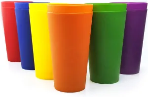 KX-WARE 32-ounce Plastic Tumblers Large Drinking Glasses, Set of 12 Multicolor - Unbreakable, Dishwasher Safe, BPA Free