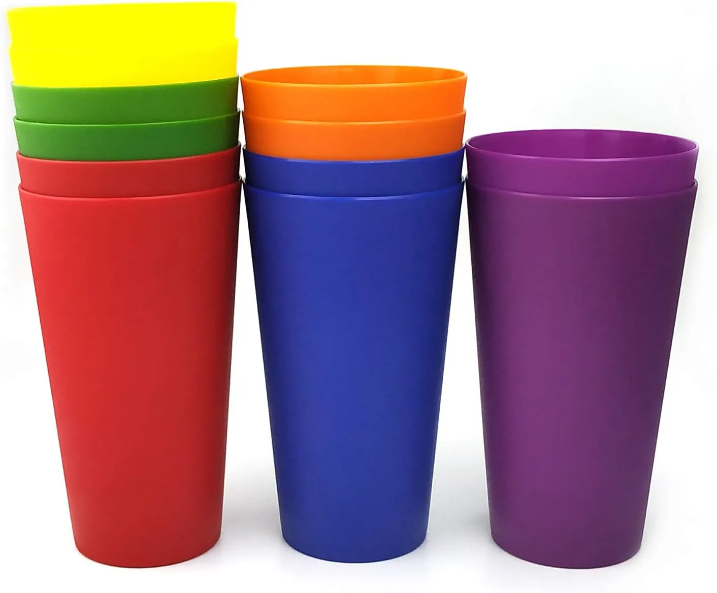 KX-WARE 32-ounce Plastic Tumblers Large Drinking Glasses, Set of 12 Multicolor - Unbreakable, Dishwasher Safe, BPA Free