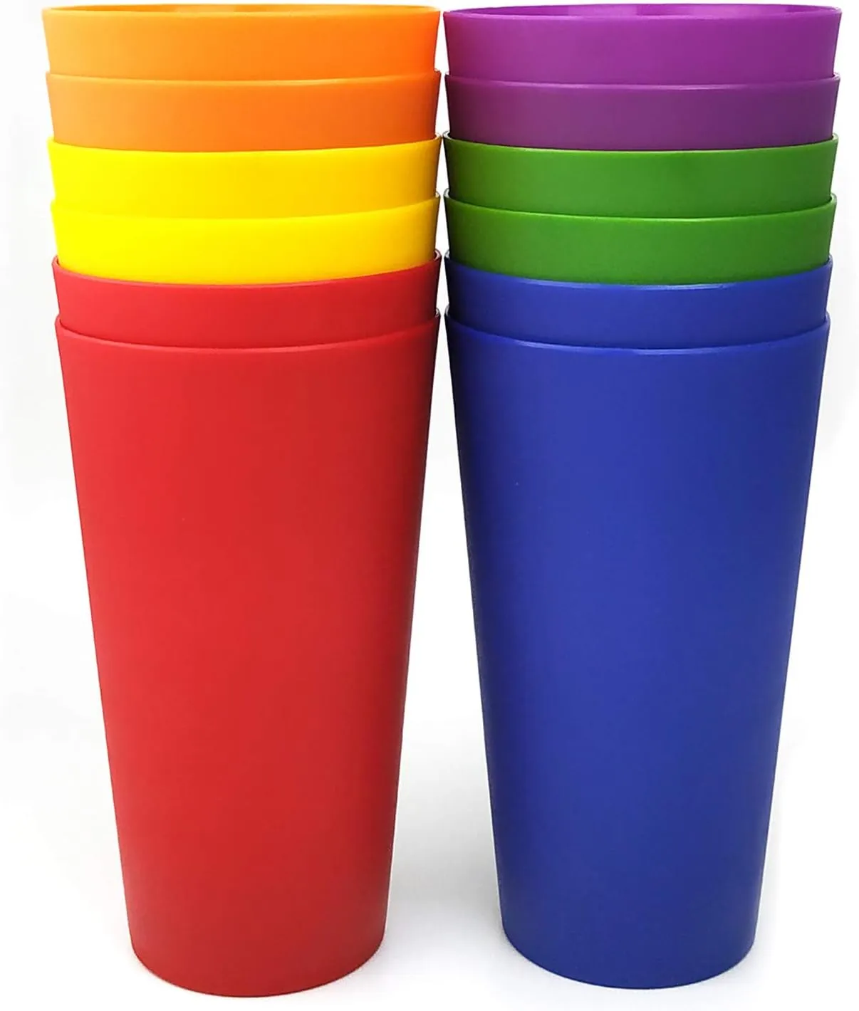 KX-WARE 32-ounce Plastic Tumblers Large Drinking Glasses, Set of 12 Multicolor - Unbreakable, Dishwasher Safe, BPA Free