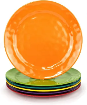 KX-WARE Melamine Plates set -10inch 6pcs 100% Melamine Dinner Plates for Everyday Use, Break-resistant and Lightweight, MultiColor