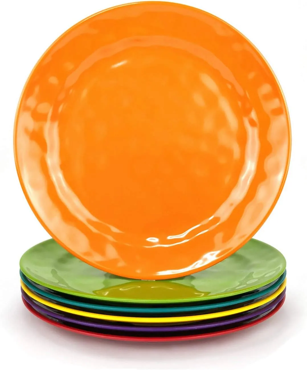 KX-WARE Melamine Plates set -10inch 6pcs 100% Melamine Dinner Plates for Everyday Use, Break-resistant and Lightweight, MultiColor