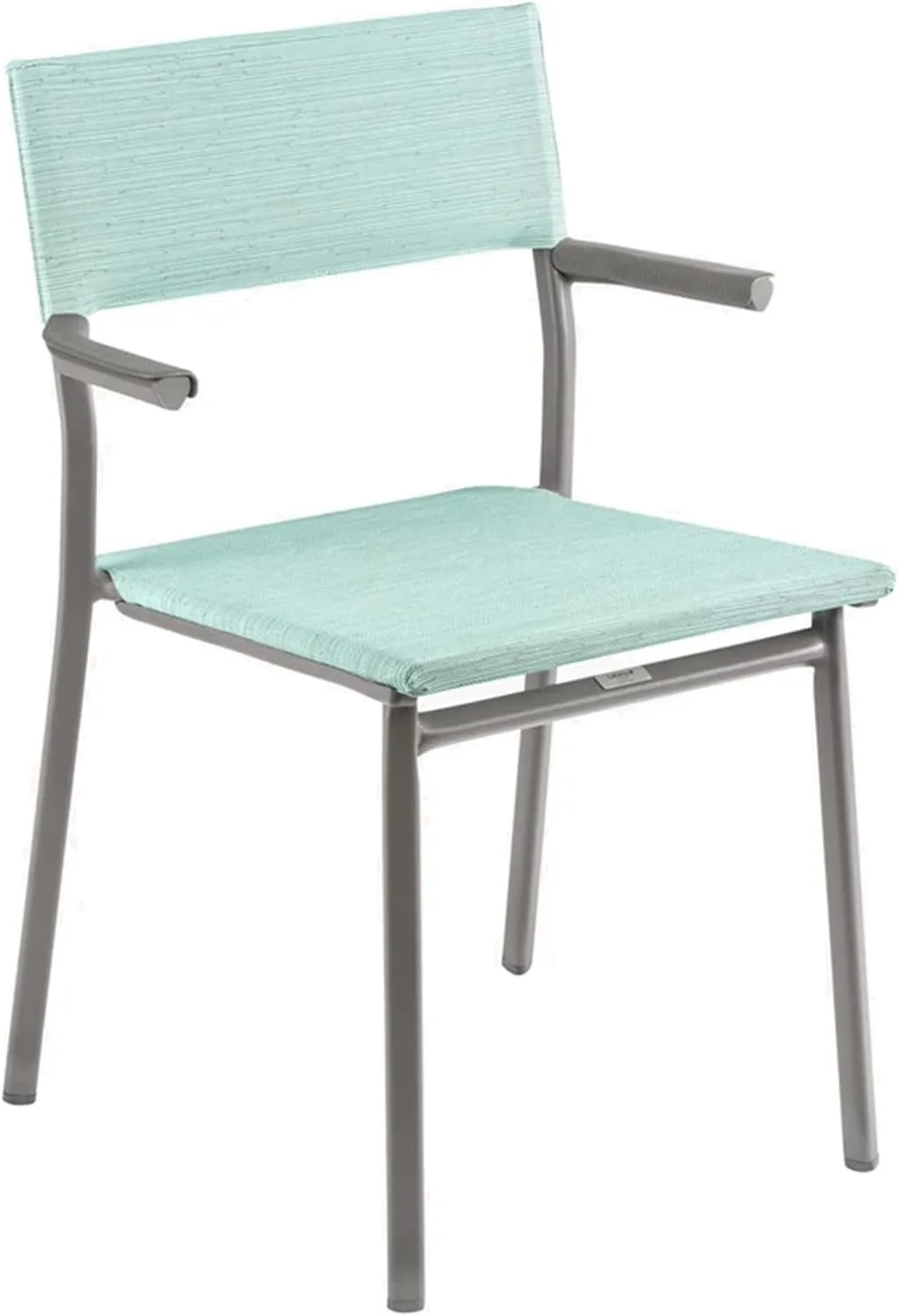 Lafuma ORON Outdoor Dining Armchair, Titane Frame - Mistral Blue, Set of 2