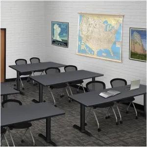 Lakeside Living 24" Training Table in Grey paired with 2 Black Cadence Nesting Chairs offering a Modern and Practical Environment for Office or Training use