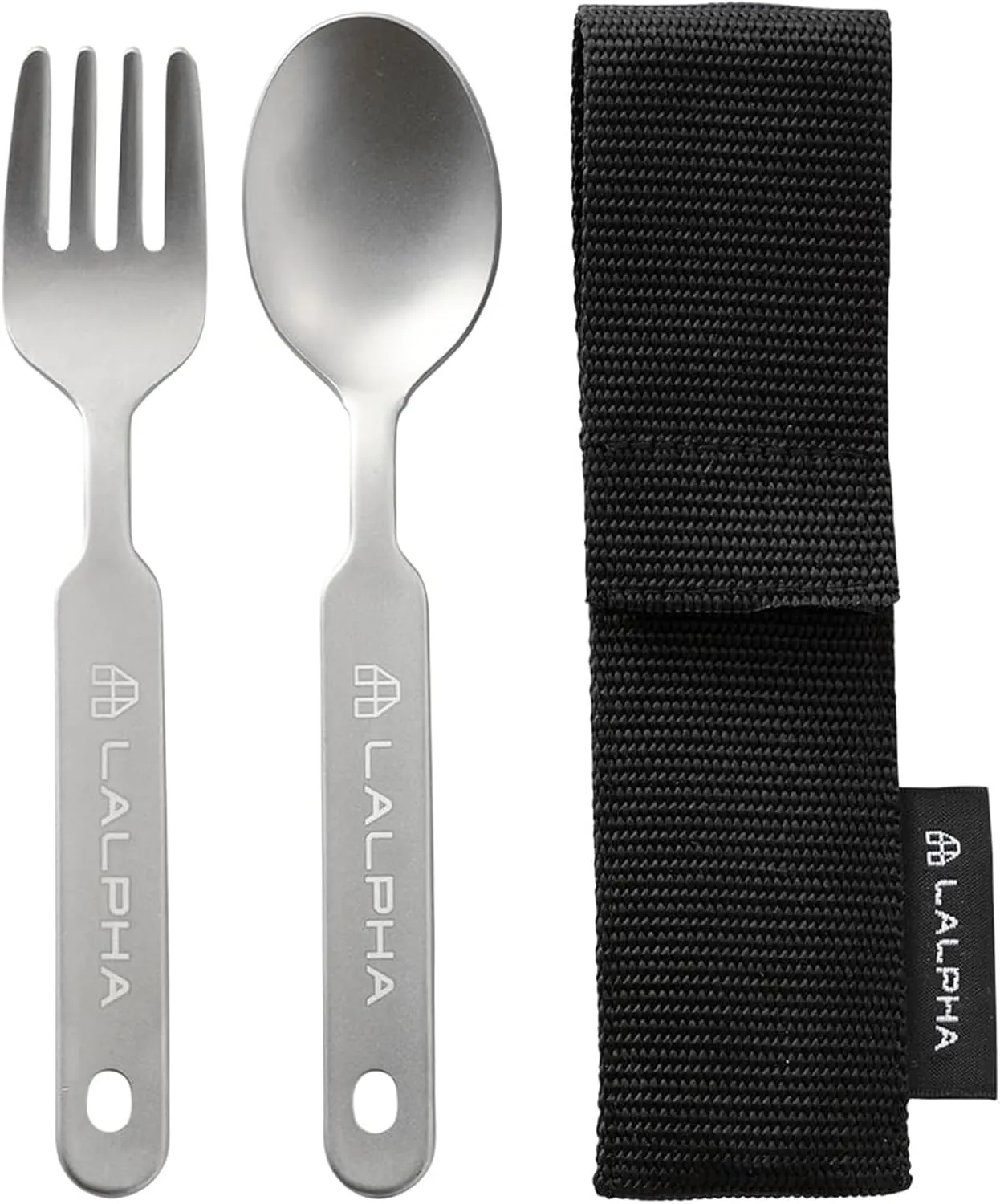 LALPHA Ultra-Lightweight Titanium Cutlery Set - Made in Tsubame-Sanjo, Includes Spoon and Fork with Storage Case for Backpacking