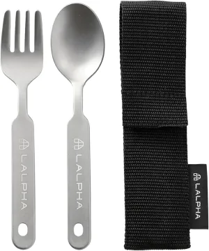 LALPHA Ultra-Lightweight Titanium Cutlery Set - Made in Tsubame-Sanjo, Includes Spoon and Fork with Storage Case for Backpacking