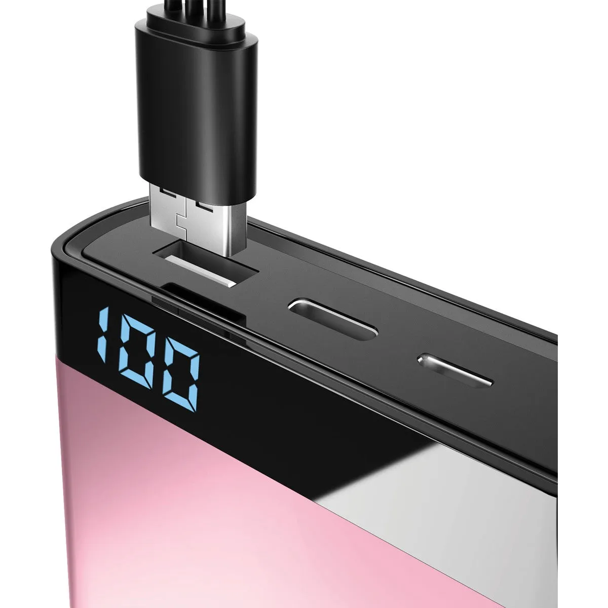 Laser 10000mAh Power Bank with 3-in-1 Cable - Black- Pink - White