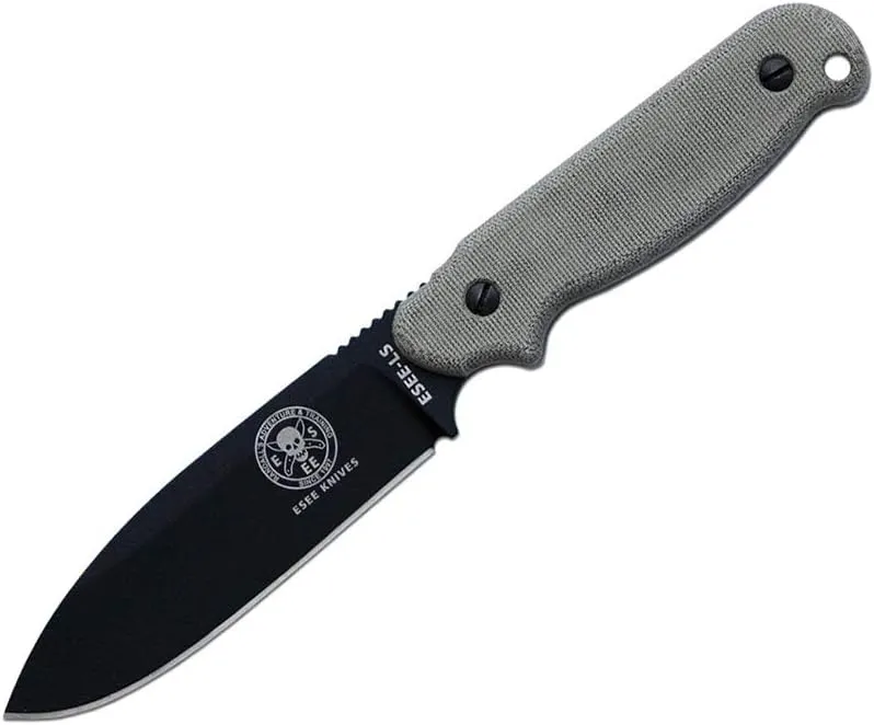 Laser Strike Knife, Black Blade, Micarta Handles, Kydex Sheath