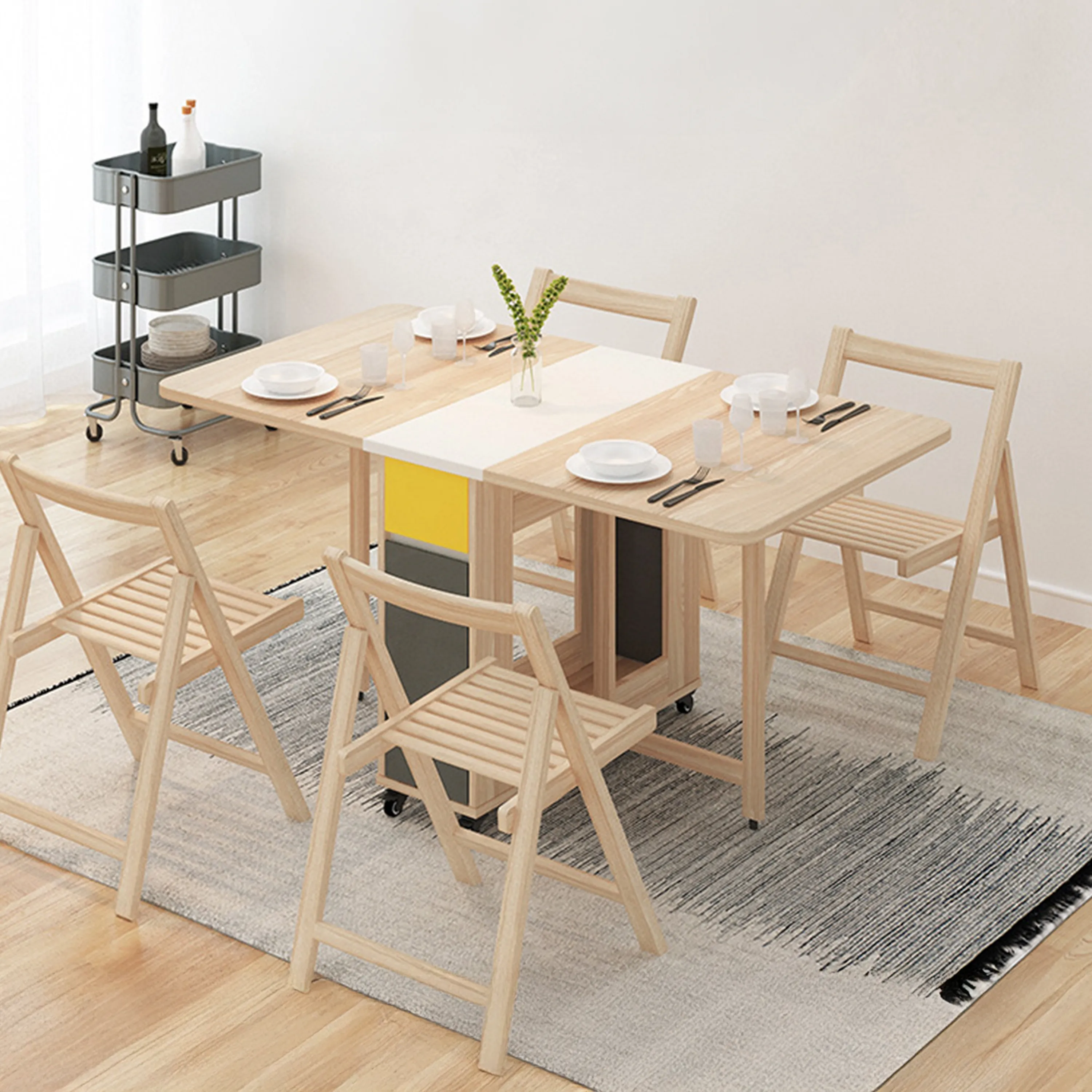 Lecce Foldable Dining Table, 1.4M, Oak and White