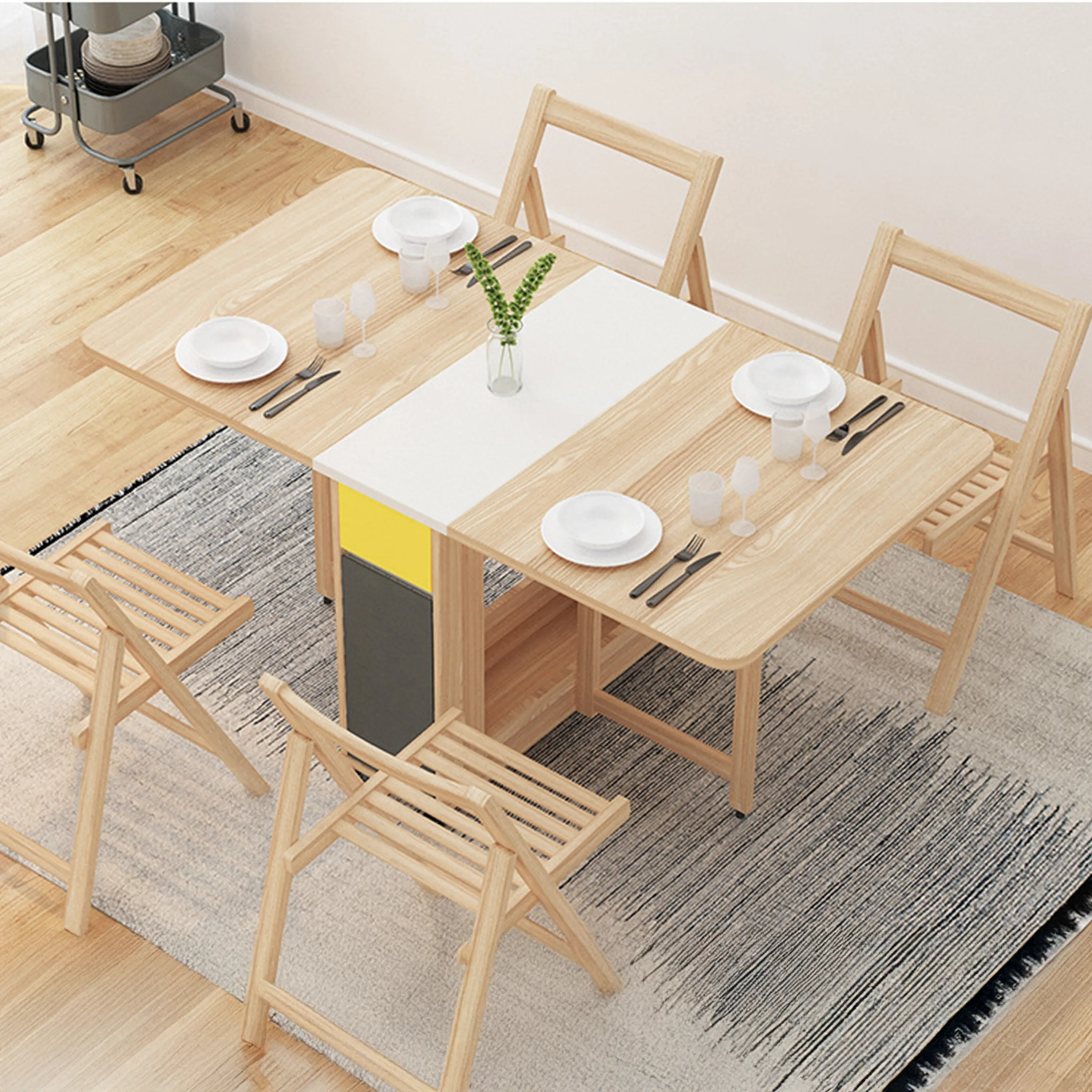 Lecce Foldable Dining Table, 1.4M, Oak and White