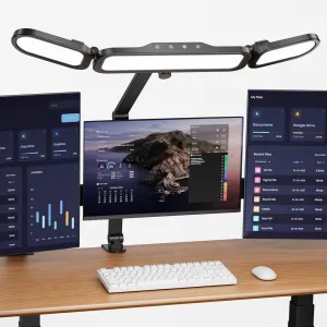 LED Desk Lamp with Clamp,Adjustable Swing Arm Desks Lamps for Home Office,Dimmable Tempering Eye Care Desk Light Bright Modern Led Table Lamp for Nail Tech Archite (3 Section Swing Arm)