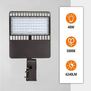 LED Shoebox Pole Lights 48W - 6240LM LED Parking Lot Light Fixture,Outdoor Slip Fit LED Street Daylight 5000K - 100-277V Commercial Area Security Lighting - 300W HID/HPS Equivalent -ETL DLC (48W)