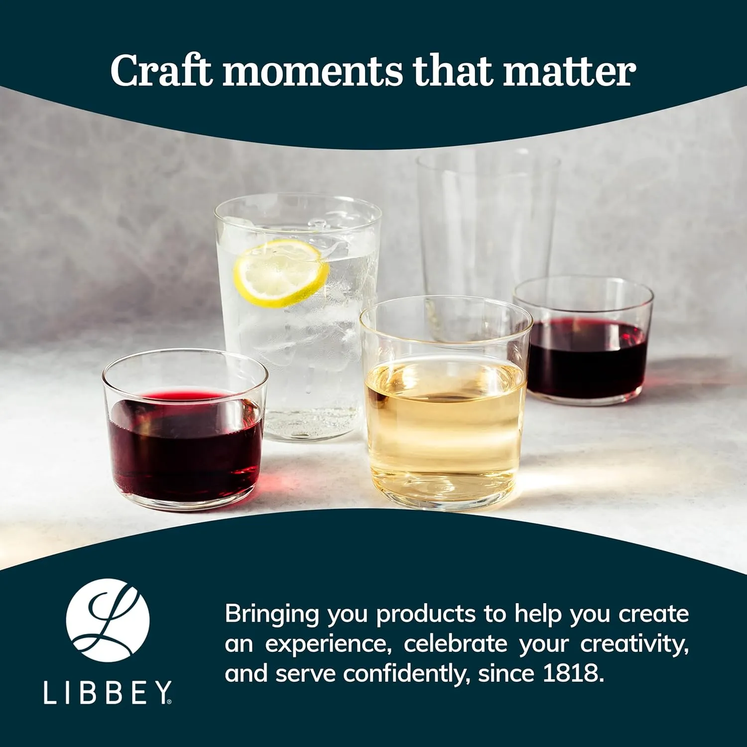 Libbey Café Rocks Glasses Set, Sleek Glassware Drinking Glasses Set of 8, Versatile, Dishwasher Safe Glasses for Casual Gatherings, Dinner Parties