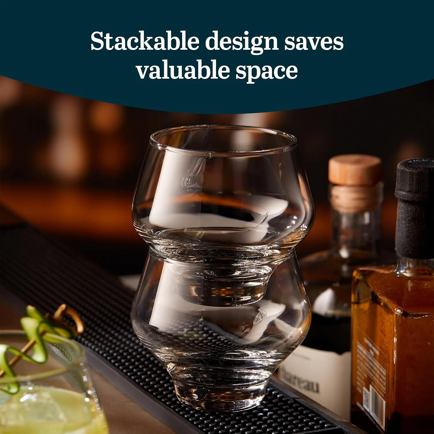 Libbey Mezcal All Purpose Spirits Glasses Set of 4, Stemless Stackable Cocktail Copitas 12.6 oz Inspired by Natural Jicara, Ideal for All Occasions