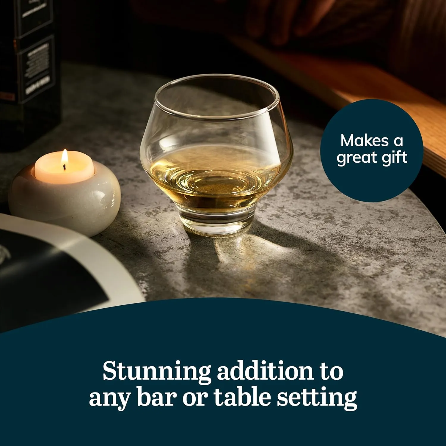 Libbey Mezcal All Purpose Spirits Glasses Set of 4, Stemless Stackable Cocktail Copitas 12.6 oz Inspired by Natural Jicara, Ideal for All Occasions