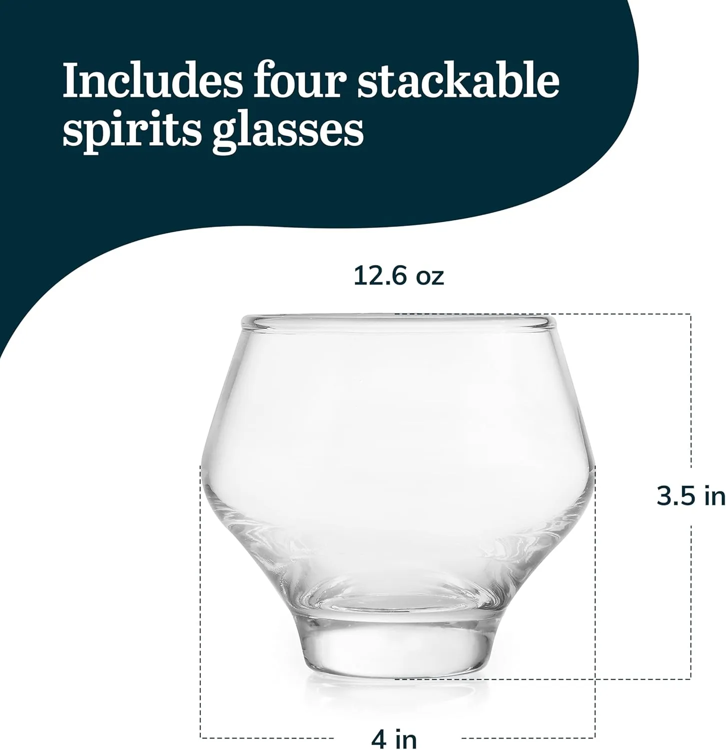 Libbey Mezcal All Purpose Spirits Glasses Set of 4, Stemless Stackable Cocktail Copitas 12.6 oz Inspired by Natural Jicara, Ideal for All Occasions