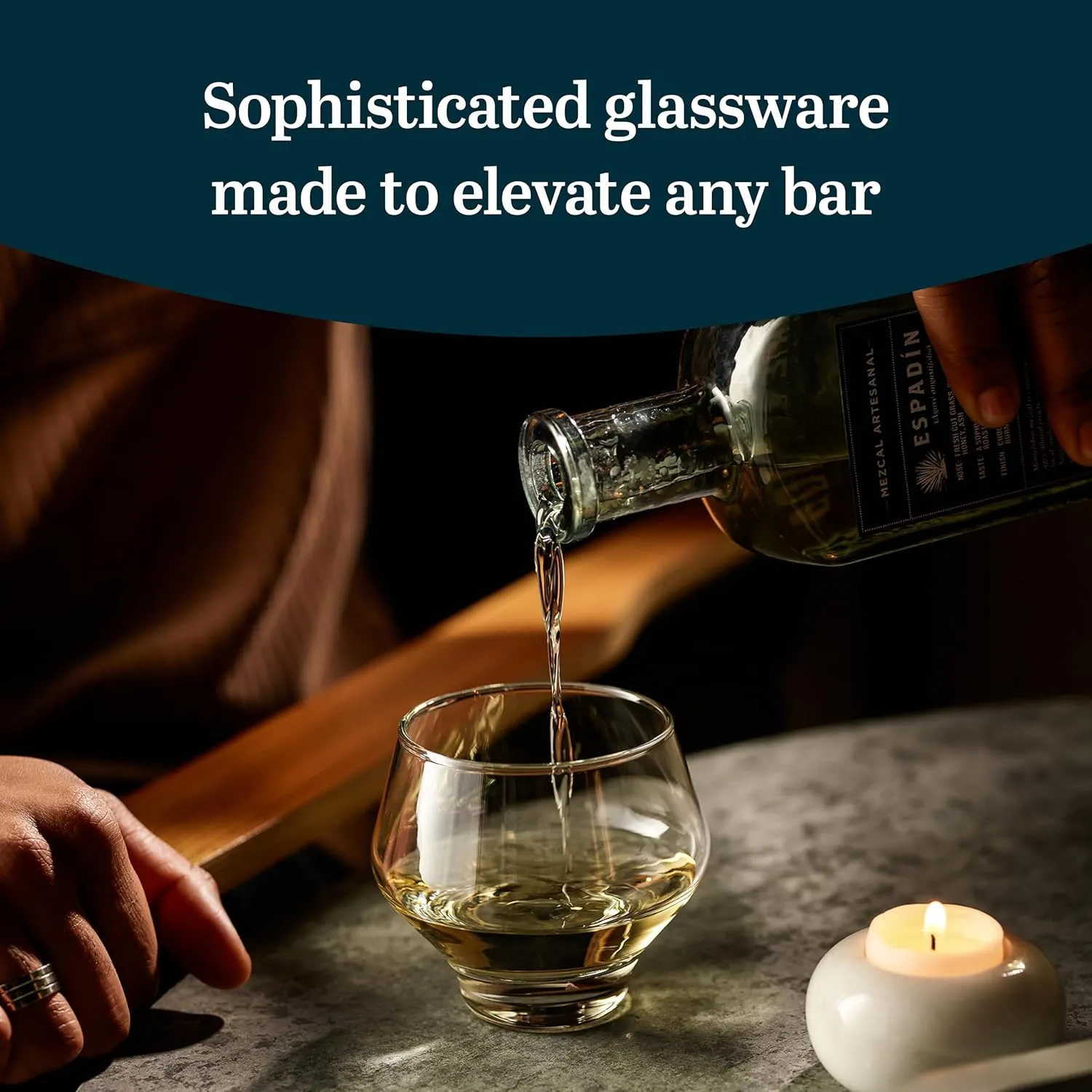 Libbey Mezcal All Purpose Spirits Glasses Set of 4, Stemless Stackable Cocktail Copitas 12.6 oz Inspired by Natural Jicara, Ideal for All Occasions