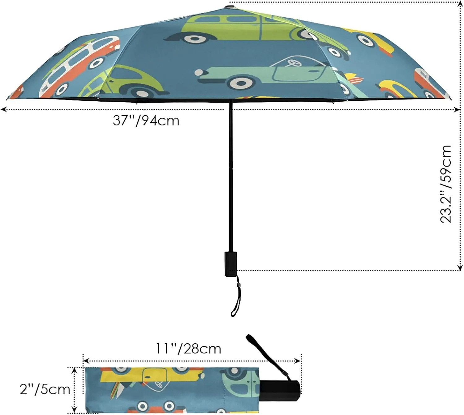Lightweight Folding Umbrella, Portable Sun Travel Parasol, Compact Anti-UV Strong Rain Umbrella
