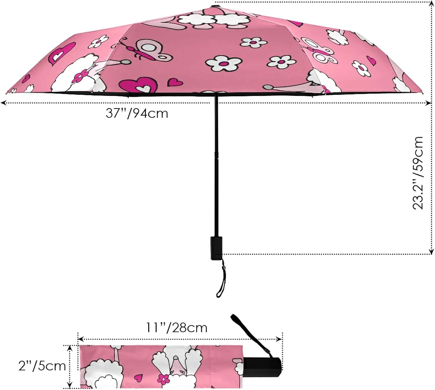 Lightweight Folding Umbrella, Portable Sun Travel Parasol, Compact Anti-UV Strong Rain Umbrella