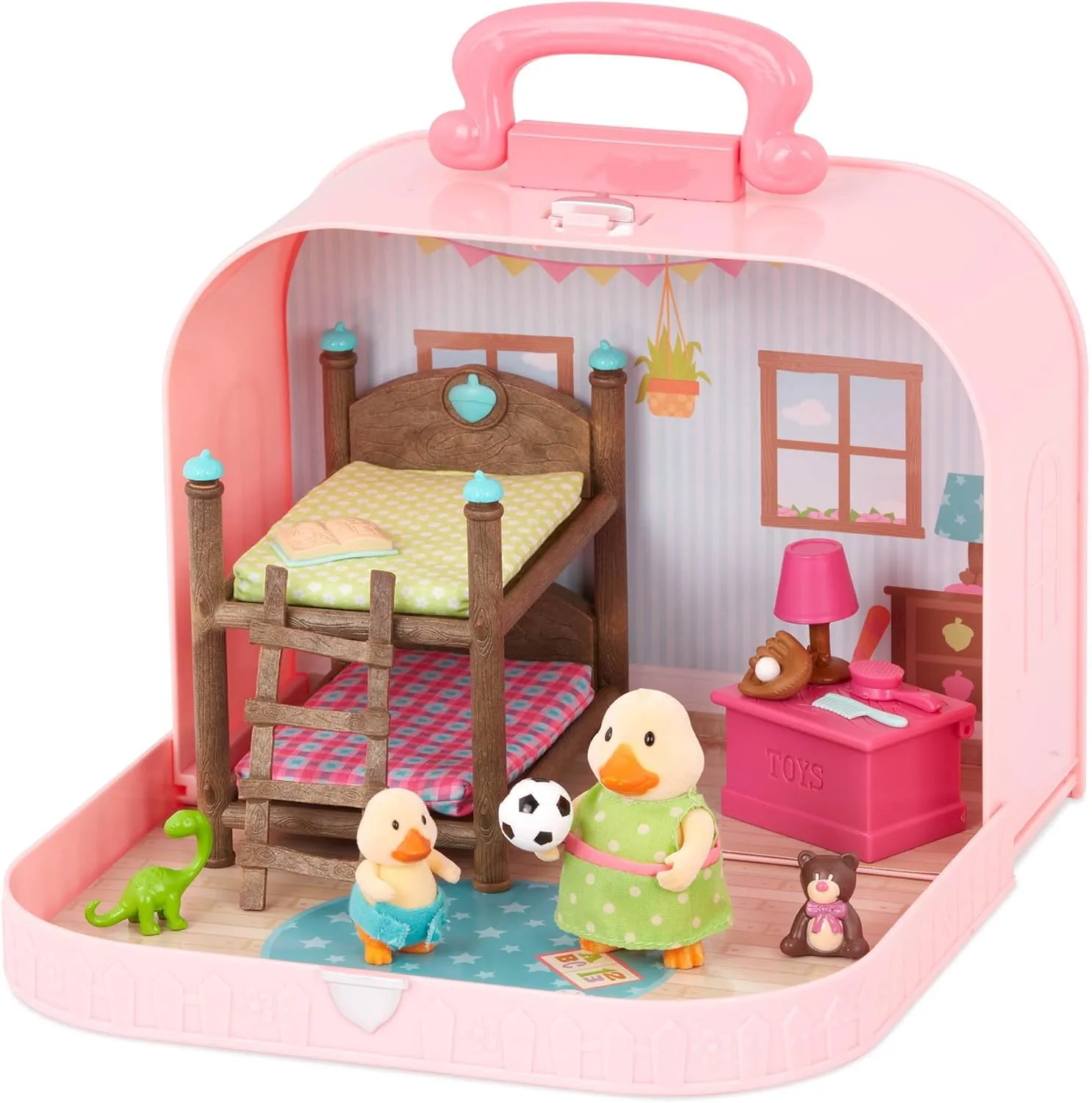 Li’l Woodzeez – Bunk Beds Playset – Travel Toy – Compact Travel Suitcase – Dollhouse Furnitures & Accessories Included – Pretend Play for Kids Age 3 