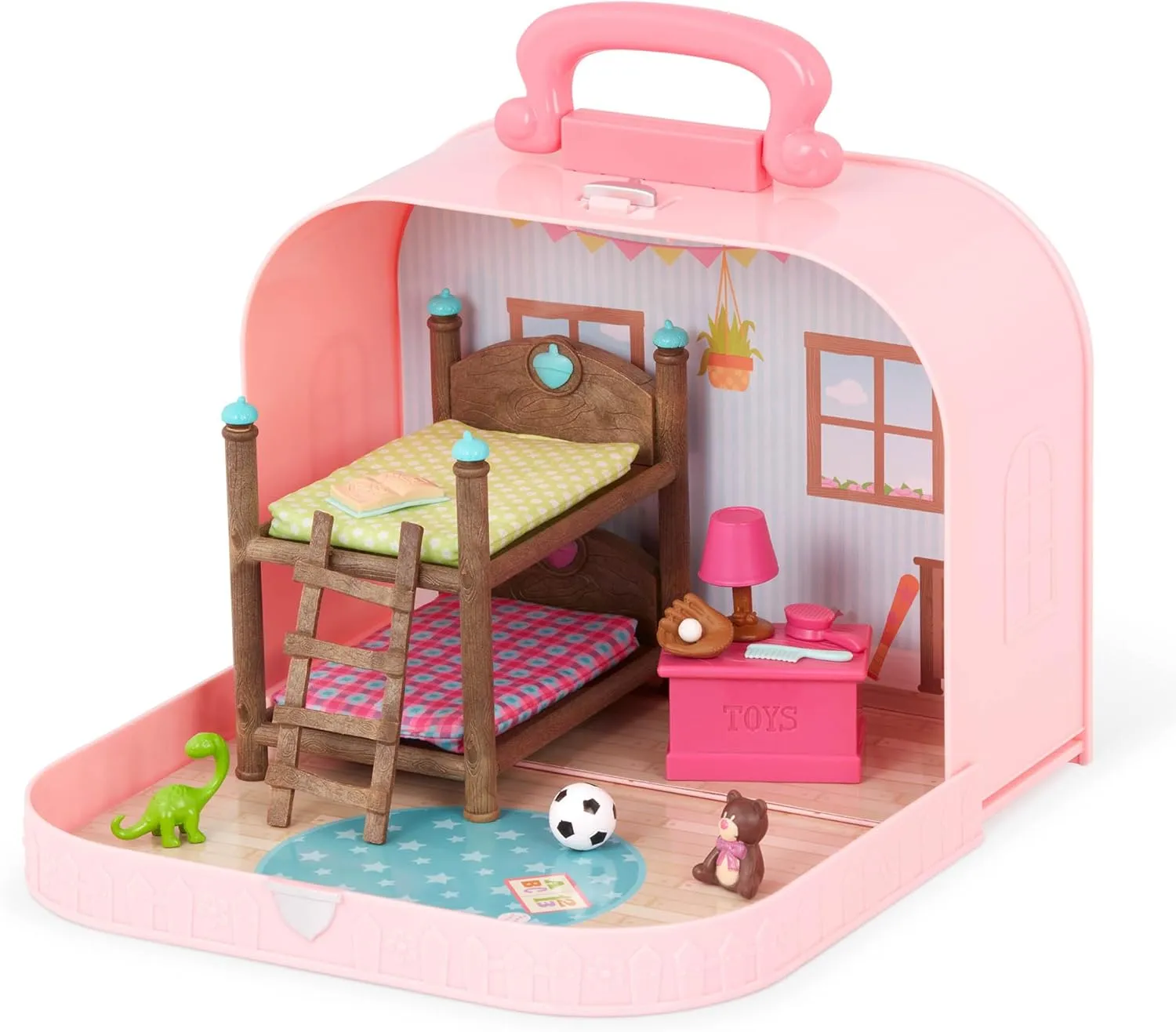 Li’l Woodzeez – Bunk Beds Playset – Travel Toy – Compact Travel Suitcase – Dollhouse Furnitures & Accessories Included – Pretend Play for Kids Age 3 
