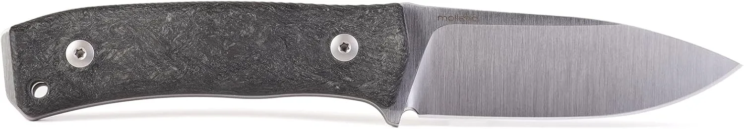 LionSTEEL M4 Fixed Blade FatCarbon Glow in the Dark Carbon Fiber Handle Scales, Full Extended Tang Construction, M390 Steel Blade, Triple Stitched Leather Sheath, KAVISO Exclusive