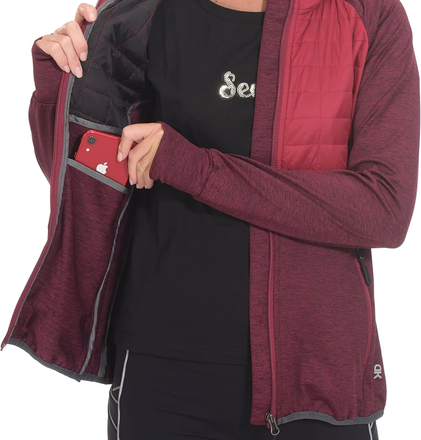 Little Donkey Andy Women's Lightweight Thermal Running Jacket Hybrid Quilted Full Zip Golf Jacket with Hood
