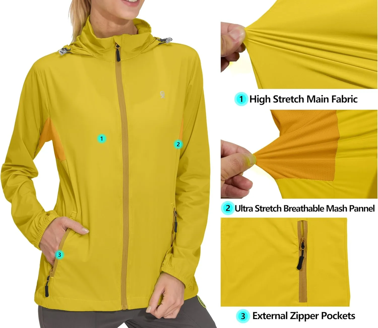 Little Donkey Andy Women's UPF 50  Sun Protection Hoodie Jacket Lightweight Long Sleeve Shirt for Women with Pocket Hiking