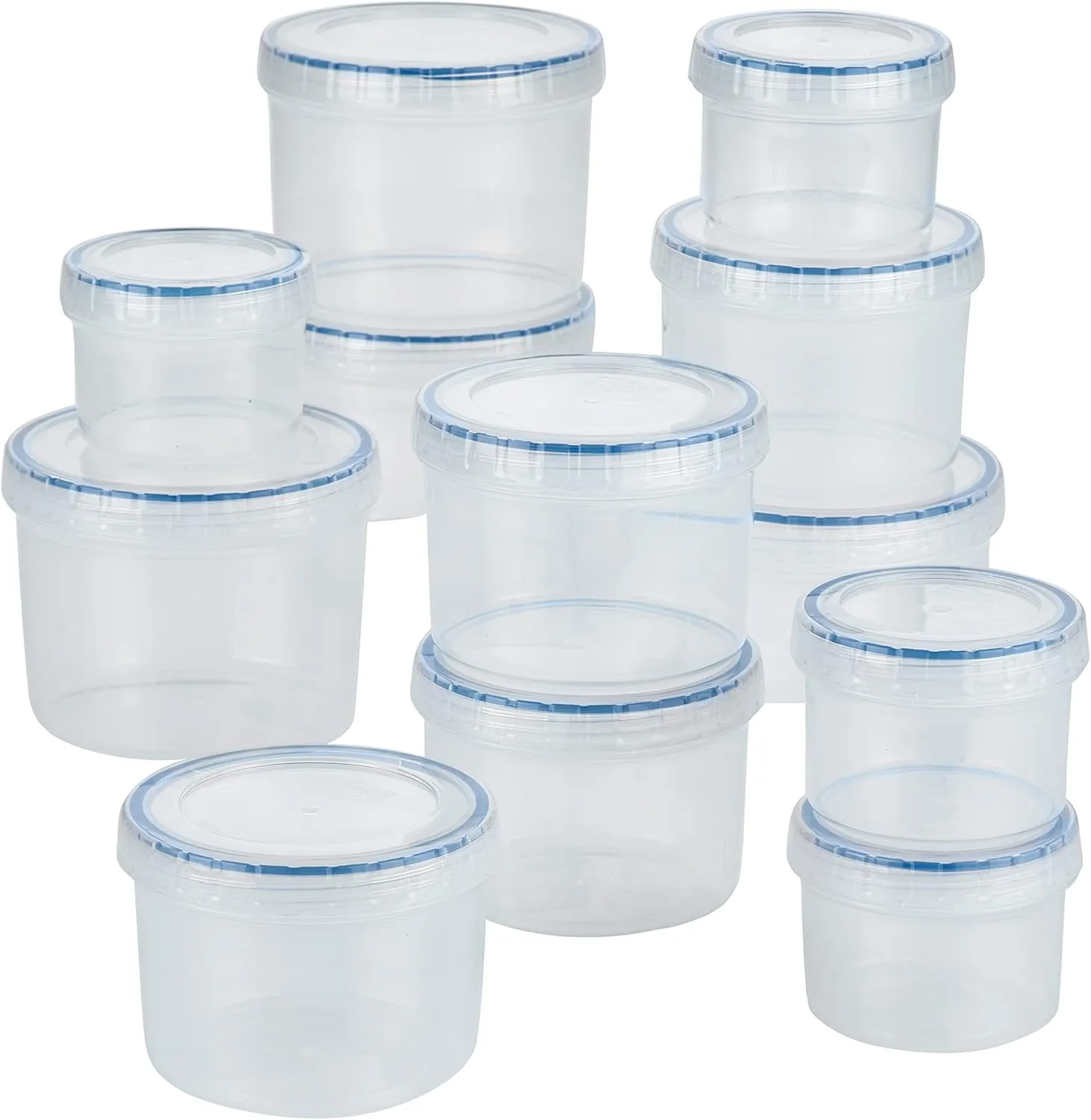LOCK & LOCK Easy Essentials Food Storage Bin Set/Airtight Container Lids/BPA-Free/Dishwasher Safe, 24 Piece - Clear