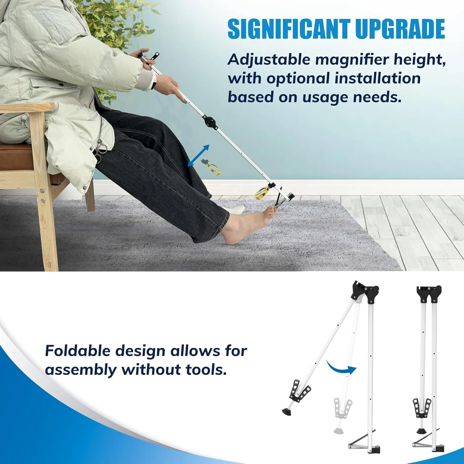 Long Handled Toenail Clippers Wide Jaw Opening, Free Bending, for Thick Nails, for The Seniors, Overweight, Disabled with Arthritis, Easy Reach Pedicure Auxiliary Tools (24" with Magnifier)