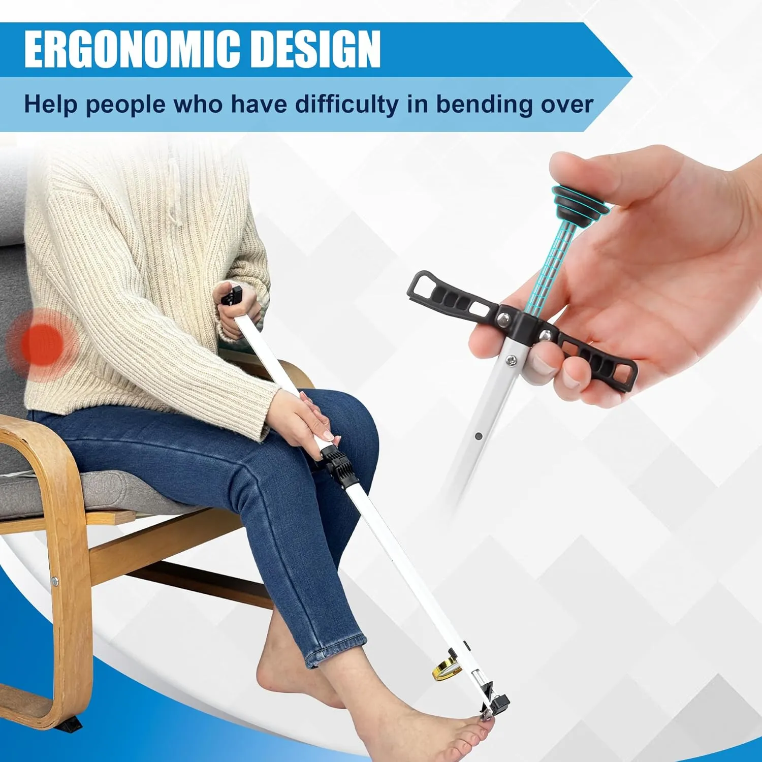 Long Handled Toenail Clippers Wide Jaw Opening, Free Bending, for Thick Nails, for The Seniors, Overweight, Disabled with Arthritis, Easy Reach Pedicure Auxiliary Tools (24" with Magnifier)