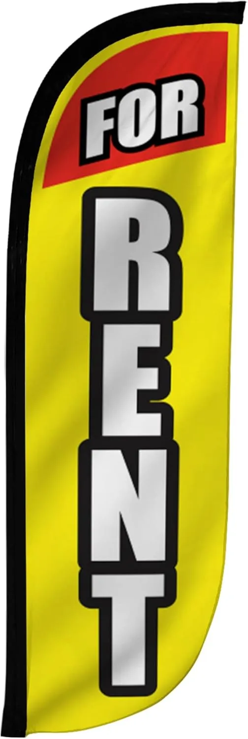 LookOurWay Feather Flag Pole Kit - 7 Feet Tall Advertising Banner with Fiberglass Pole Set and Ground Spike for Business Promotion - Real Estate Flags - For Rent