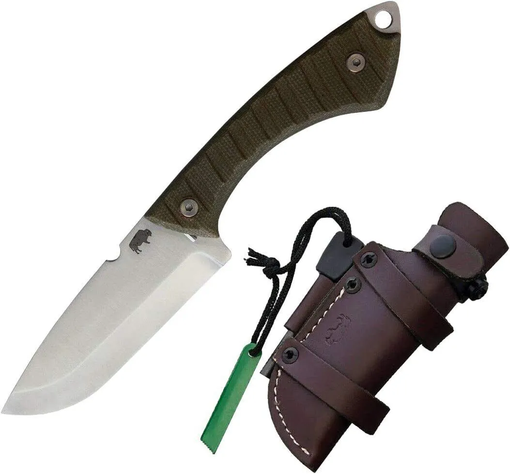 Lord & Field Frontiersman Survival Knife w/ Leather Sheath Tactical Fixed Blade