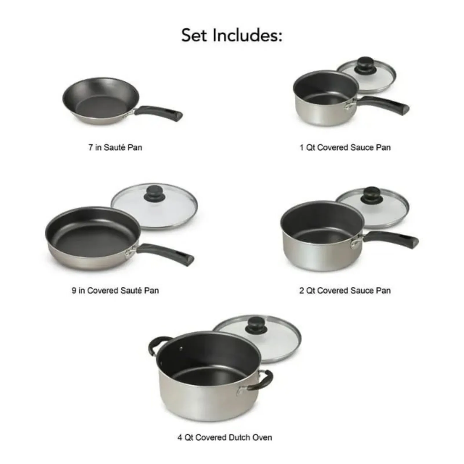 LunaLulinlk Set, Non-Stick 9-Piece Cookware Act now for savings Champagne Today only