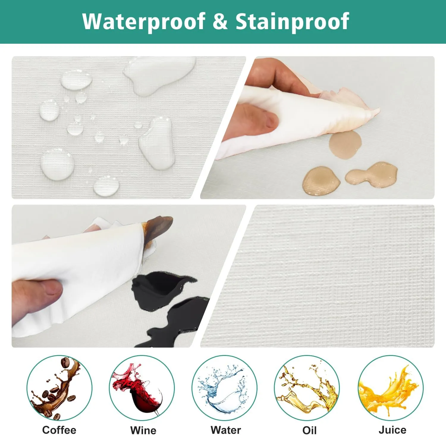 LUSHVIDA 6 Packs Vinyl Tablecloths with Flannel Backing 72x30 inch - Waterproof Plastic Table Covers for 6 Foot Rectangle Folding Table Cloths with Elastic Edges, Ivory