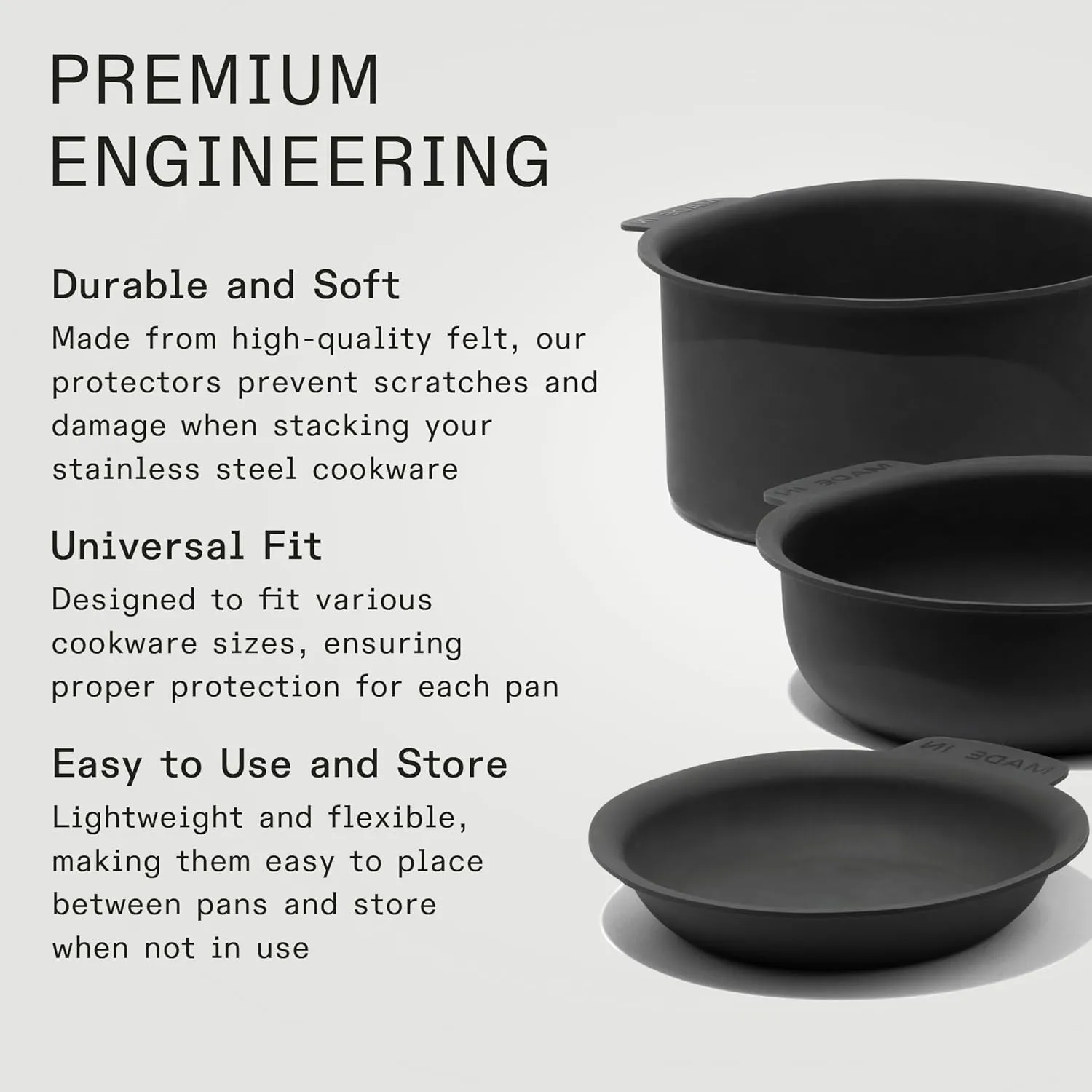 Made In Cookware - 10-Piece Pan Protector Set - Molded Silicone - Stackable Scratch Prevention - Dishwasher Safe