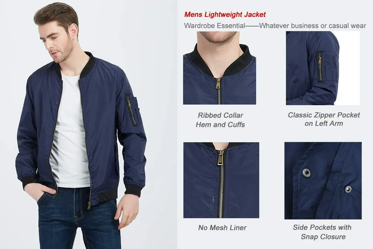 MADHERO Mens Bomber Jacket Lightweight Slim Fit Softshell Windbreaker